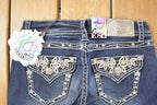 Vintage Deadstock Y2K Grace In LA Bedazzled Bootcut Low Rise Jeans Women's Size 26 x 30