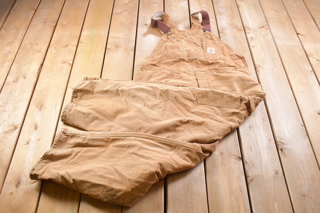 Vintage 1990s Carhartt Double Knee Canvas Overalls Size 42 Large