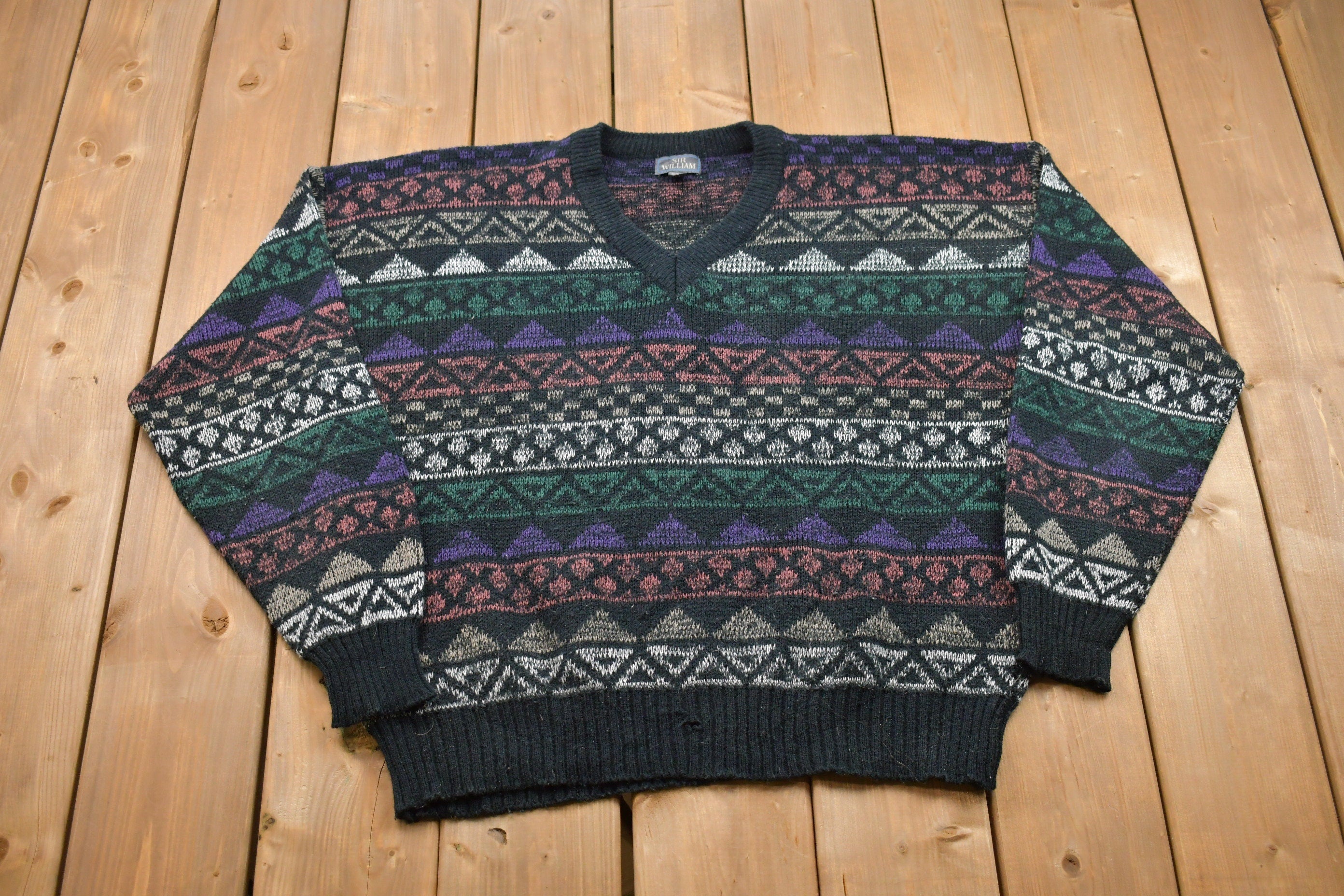 Vintage Sir William V-Neck Knitted Sweater
