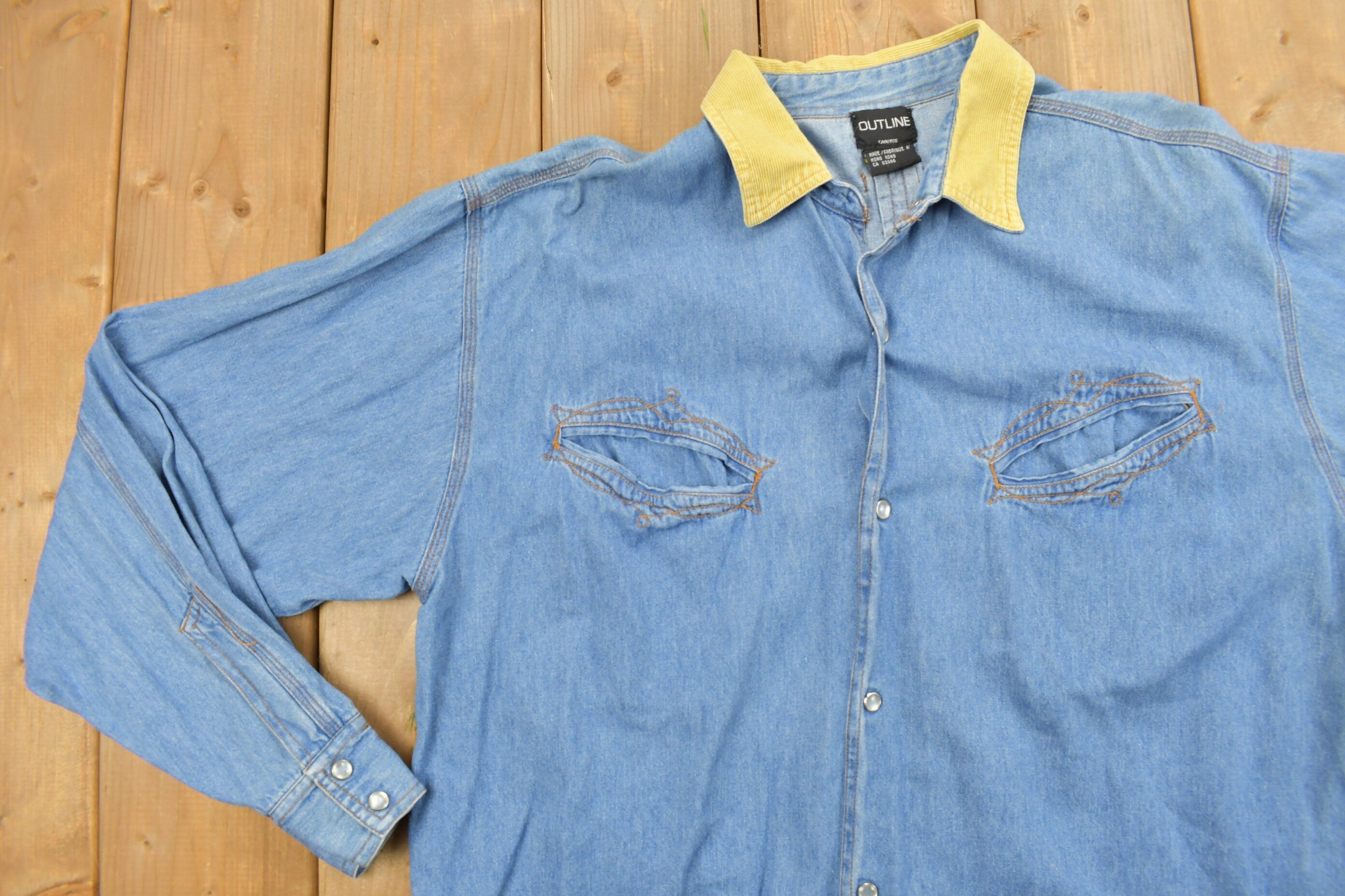Vintage 1990s Outline Denim Button Up Shirt