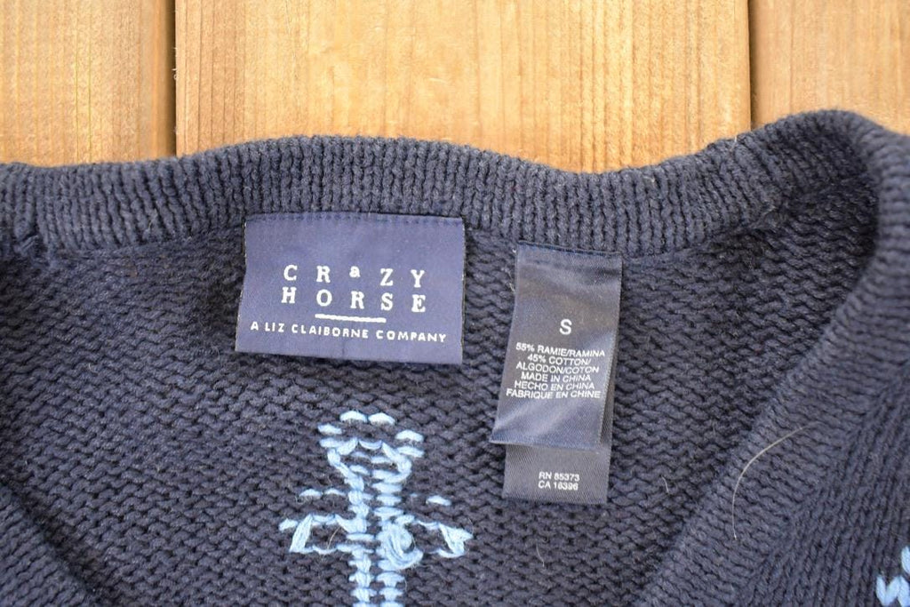 Vintage 1990s Crazy Horse AOP Boating Knit Cardigan Sweater Men's L
