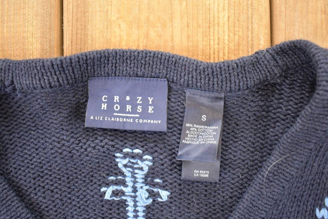 Vintage 1990s Crazy Horse AOP Boating Knit Cardigan Sweater Men's L