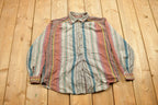 Vintage 1990s Cabin Creek Petite Striped Half Button Up Shirt