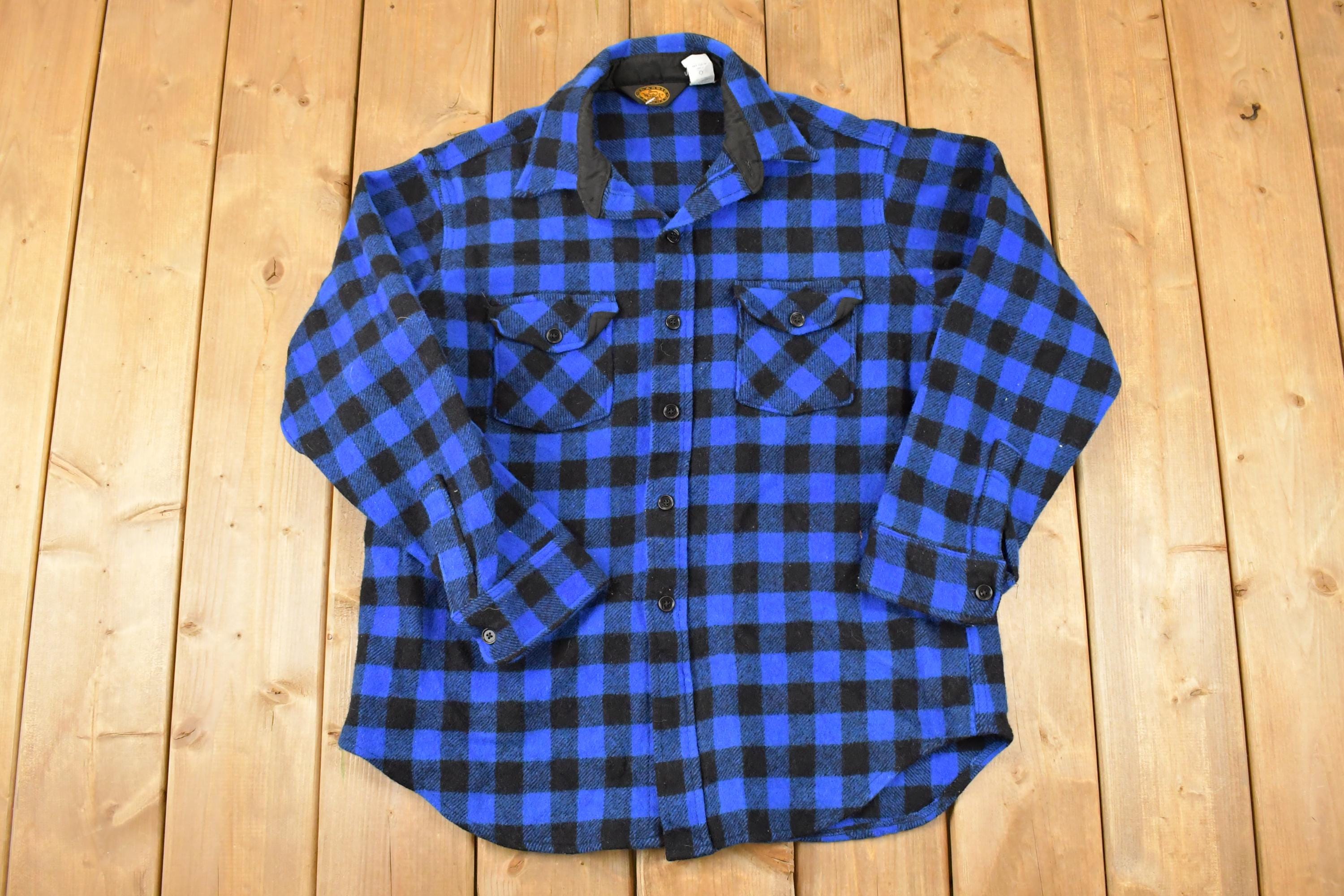 Vintage 1980s Woolrich Classic Plaid Flannel Button Up Shirt Men's L