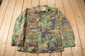 Vintage 1992 Military Woodland Camo Button Up Combat Jacket Size Medium Regular