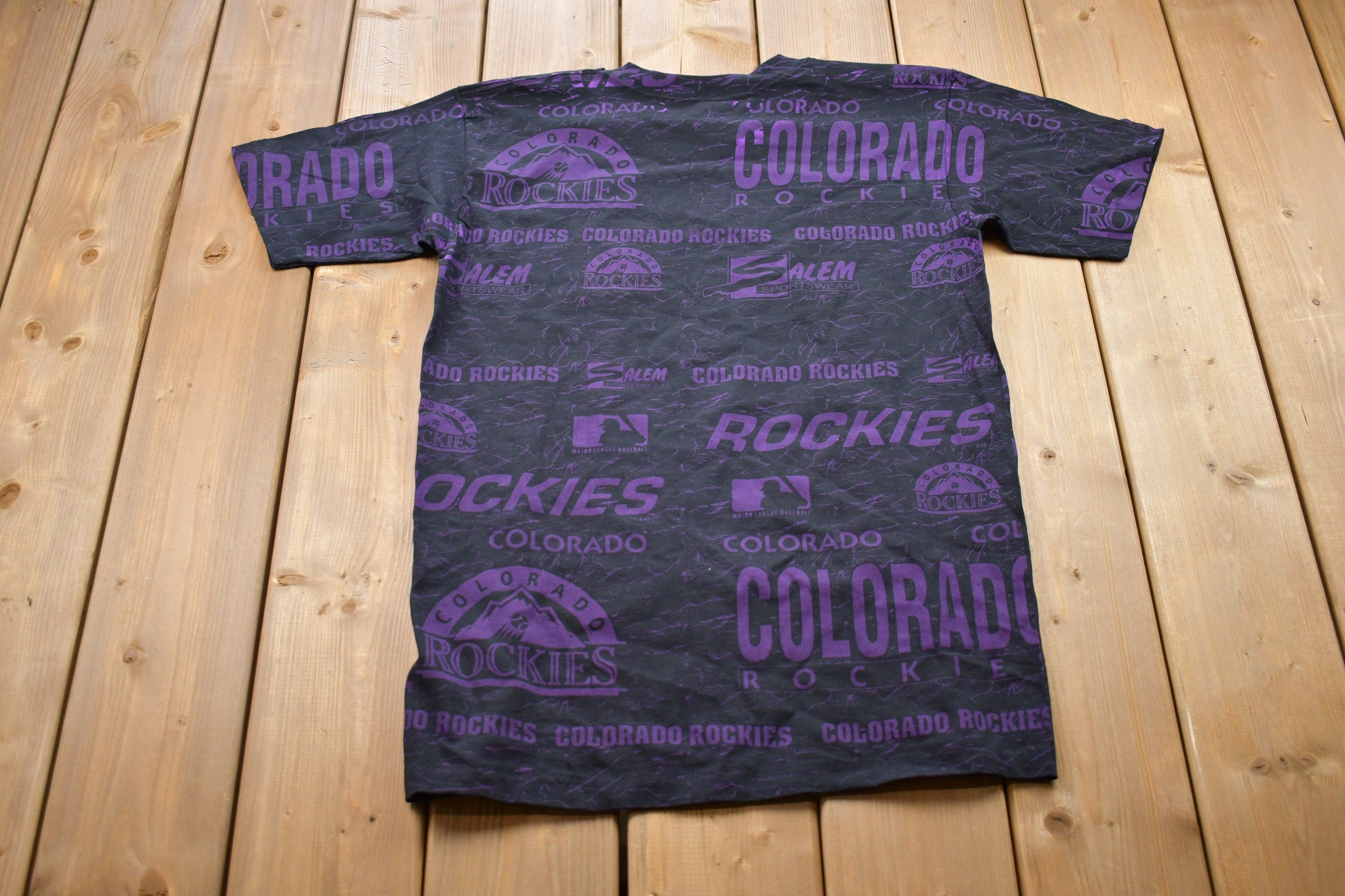 Vintage 1990s Colorado Rockies MLB Salem All Over Print Graphic T-Shirt