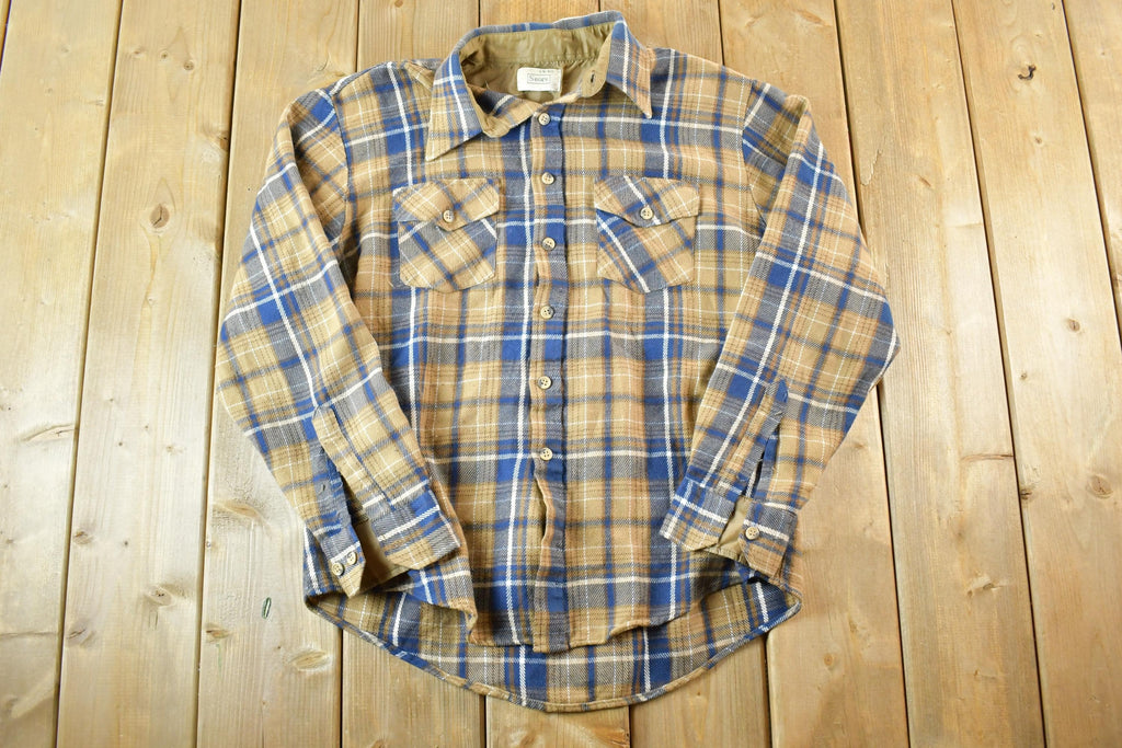 Vintage 1980s Sears Plaid Button Up Shirt Men's L
