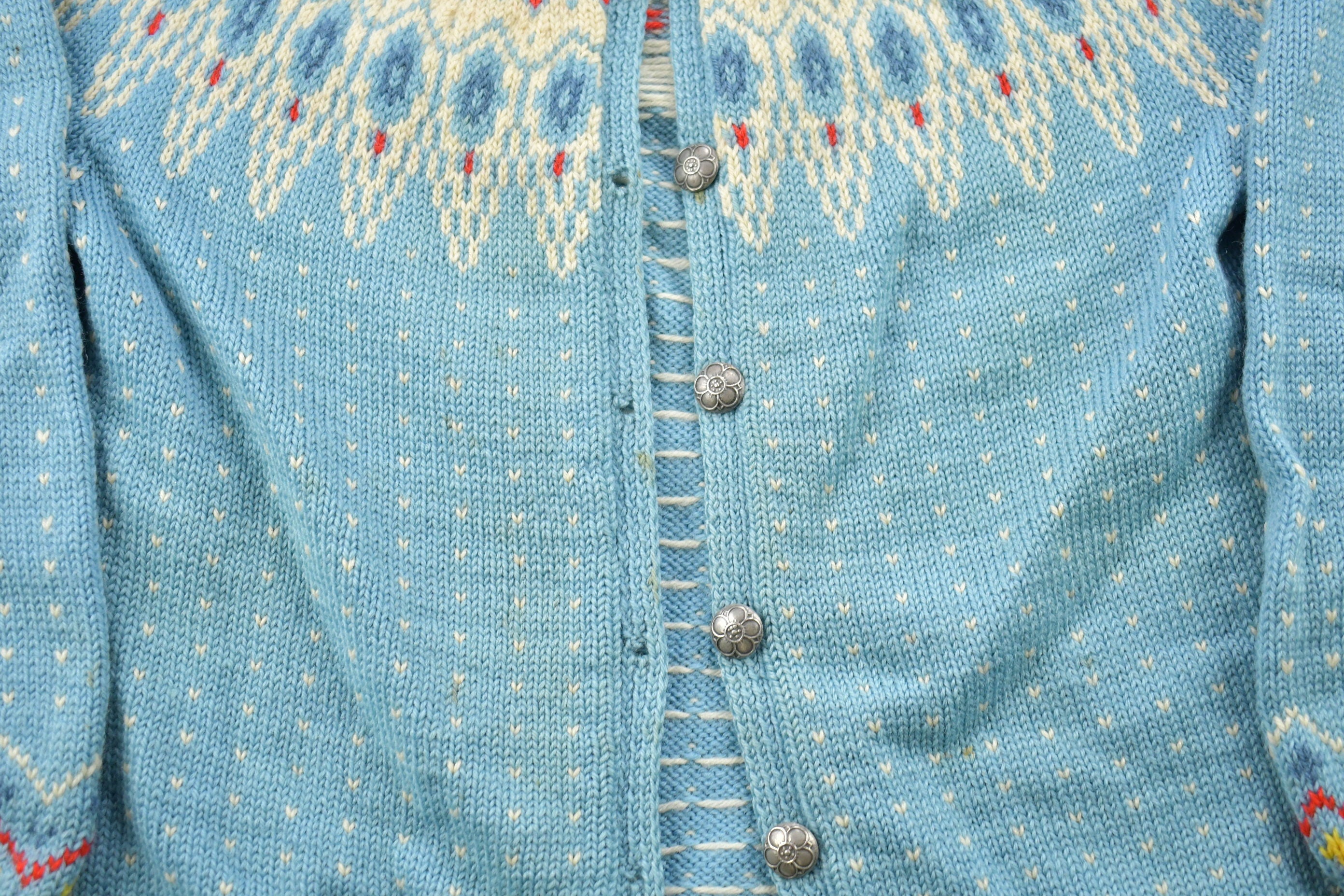 Vintage 1980s Nordic All Over Print Knitted Cardigan Sweater