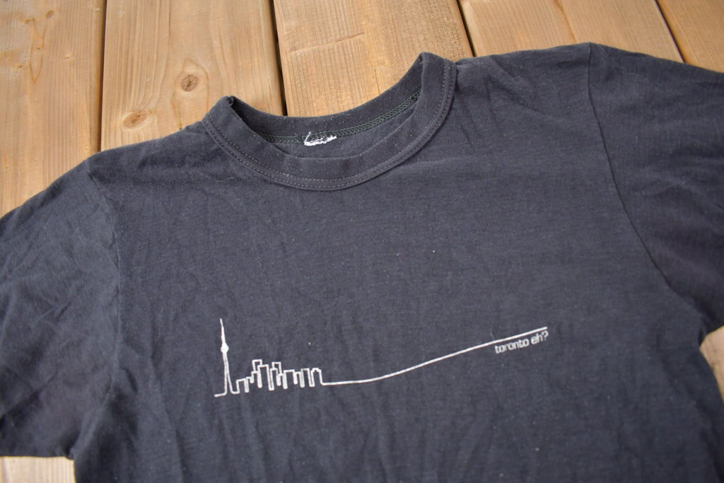 Vintage 1980s Toronto Skyline Graphic Ringer T Shirt / Streetwear / Toronto Eh? / Vacation Tee / Travel T Shirt