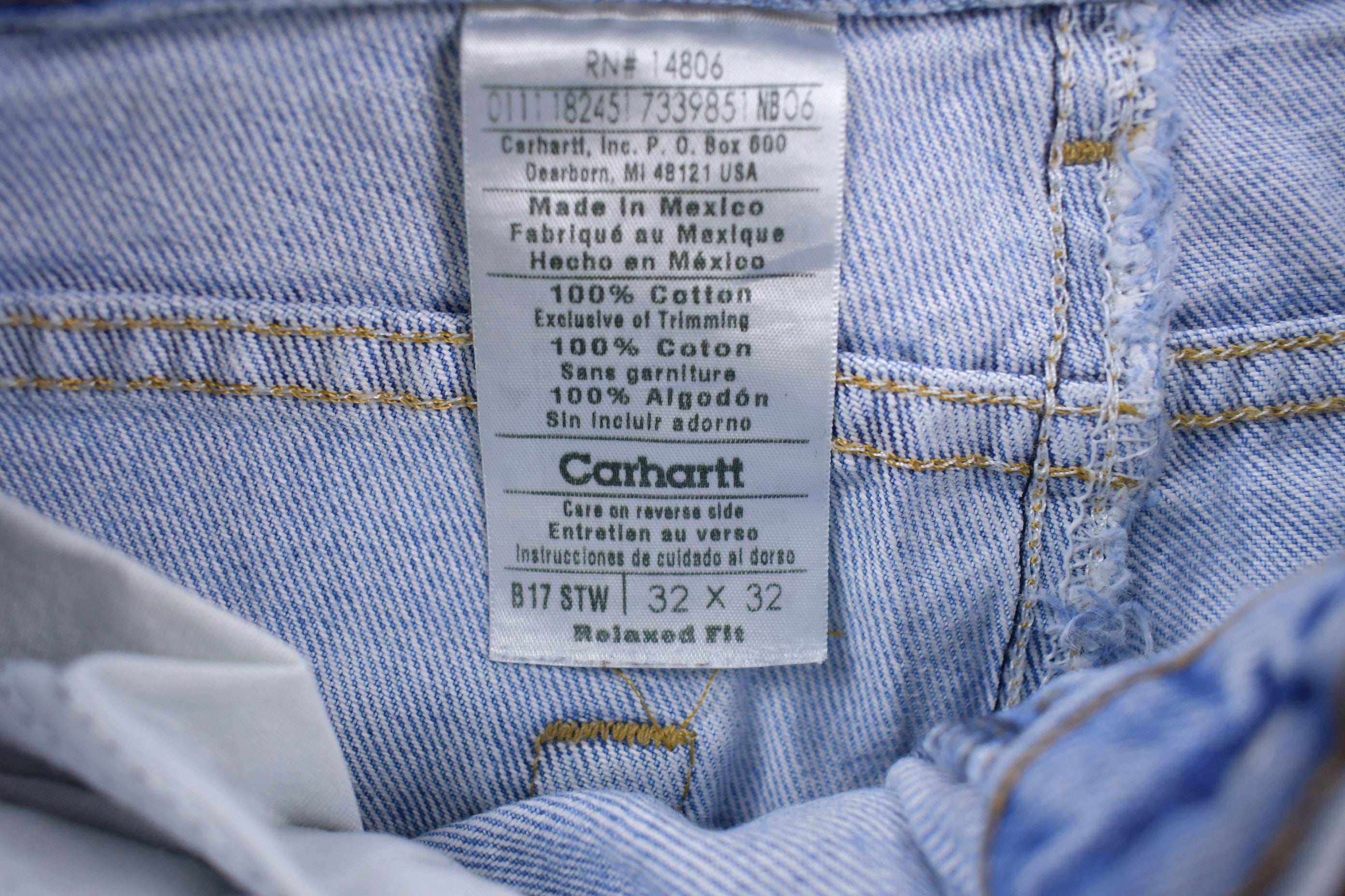 Vintage 1990sCarhartt Blue Paint platter Jean Shorts Size 32