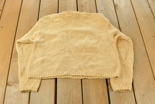 Vintage 1990s Liz Sport Hand Knit Floral Crewneck Sweater Women's M