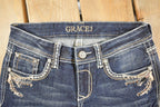 Vintage Deadstock Y2K Grace In LA Bedazzled Bootcut Low Rise Jeans Women's Size 26 x 31