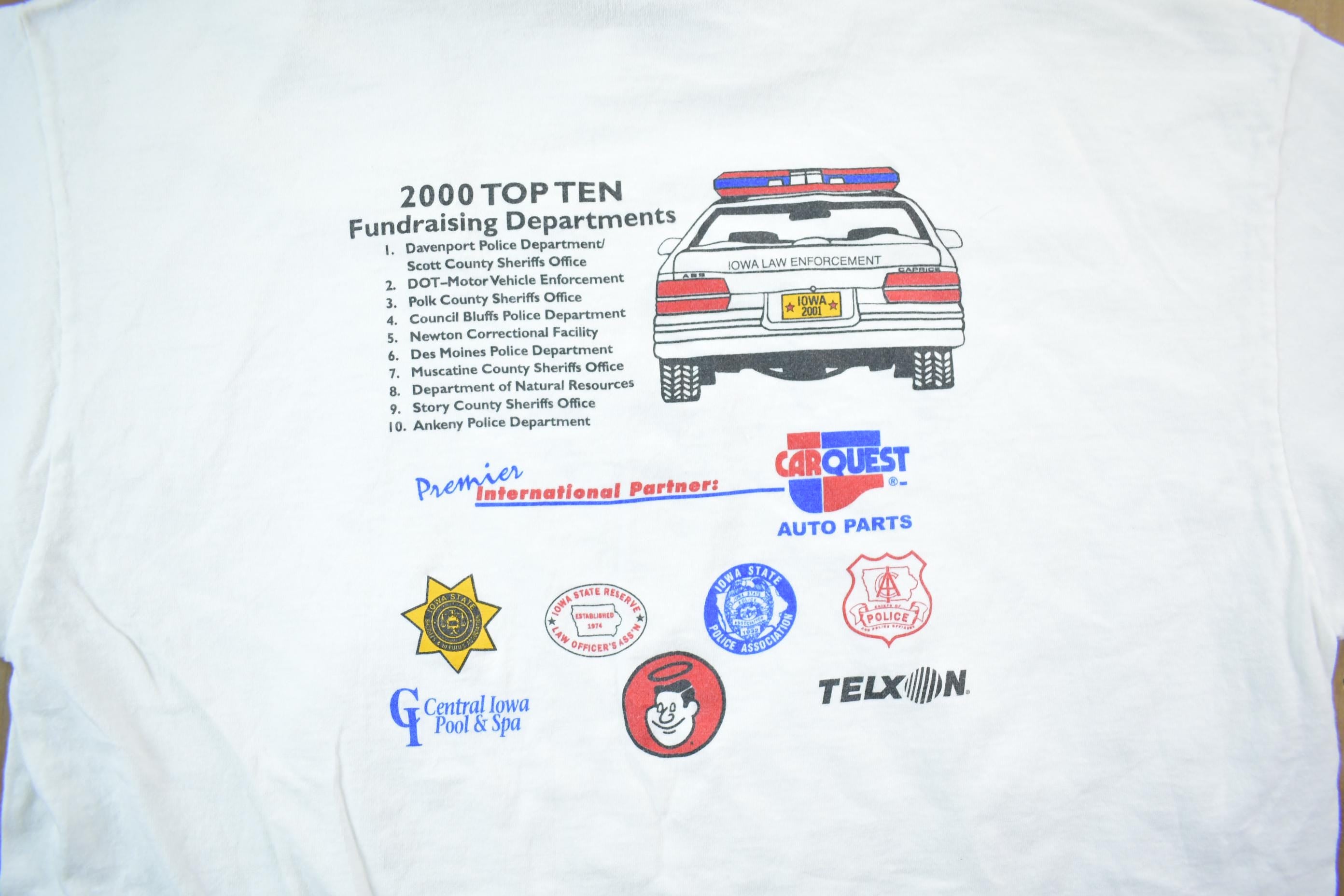 Vintage 2001 Law Enforcement Torch Run Special Olympics Shirt Iowa Souvenir T-Shirt