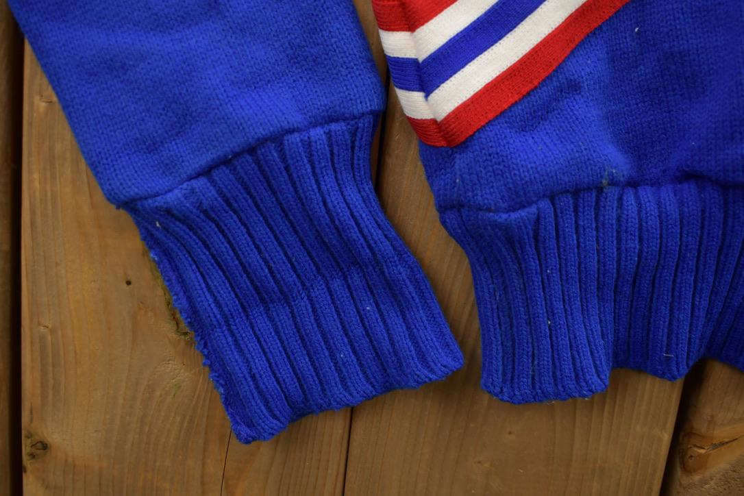 Vintage 1970s Vets Cheerleading Abstract Knitted Crewneck Sweater