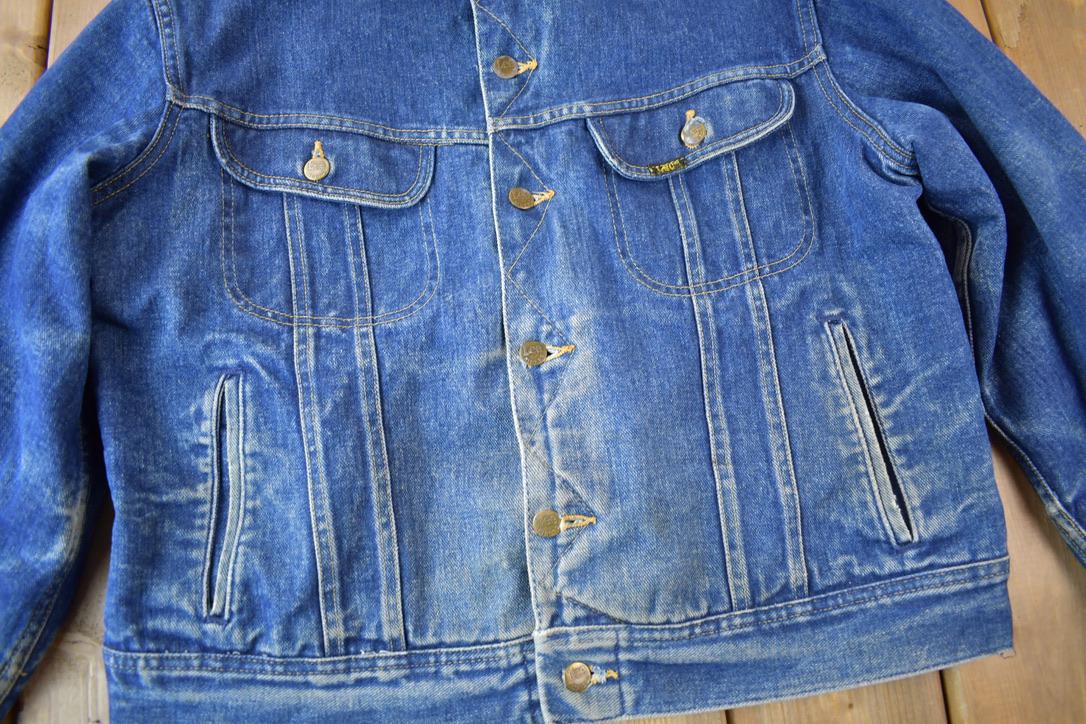 Vintage 1980s Lee Storm Rider Blanket Lined Jean Jacket Size 44R