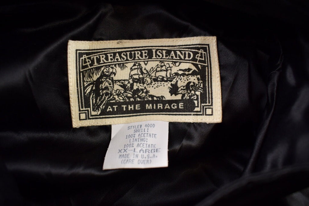 Vintage 1980s Treasure Island Mirage Embroidered Snap Button Satin Jacket Made In USA