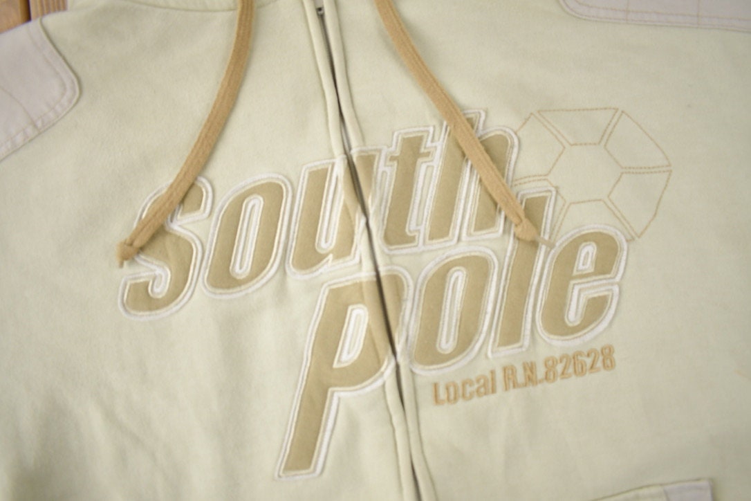 Vintage Y2K South Pole Embroidered Zip Up Hoodie Size XL
