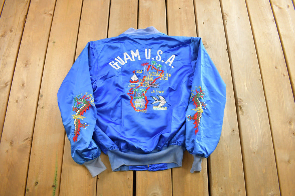 Vintage 1970s Guam USA Korean Sukajan Bomber Jacket