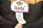 Vintage Y2K New Year Heavy Embroidered Abstract Knit Cardigan Sweater Women's L