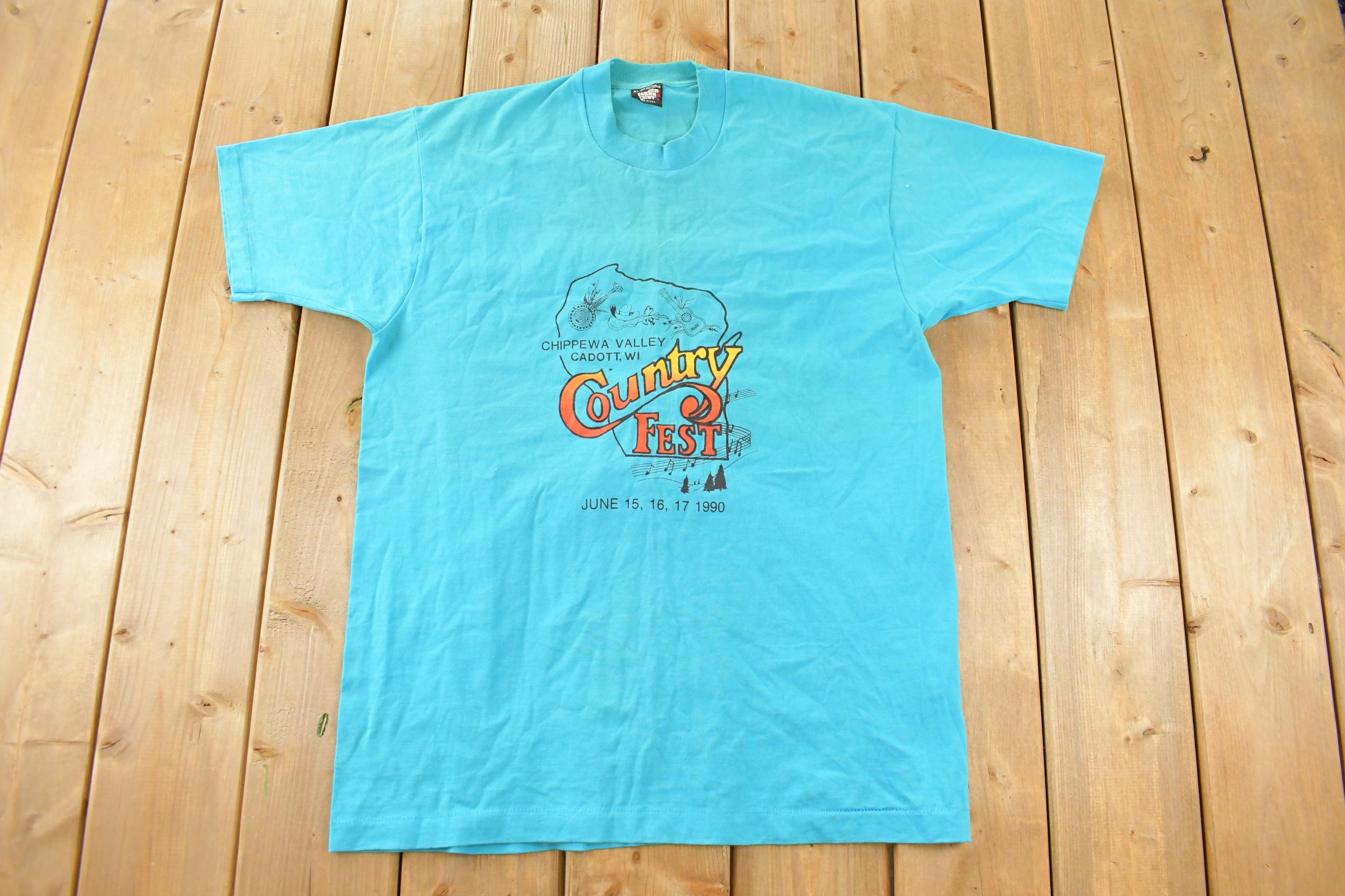 Vintage 1990 Country Fest Music Fair Graphic T-Shirt Men's Large