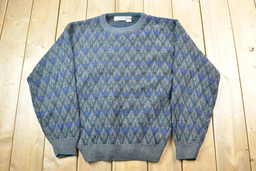 Vintage 1990s Pierre Cardin Pattern Knit Crewneck Sweater