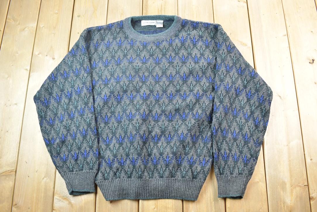 Vintage 1990s Pierre Cardin Pattern Knit Crewneck Sweater