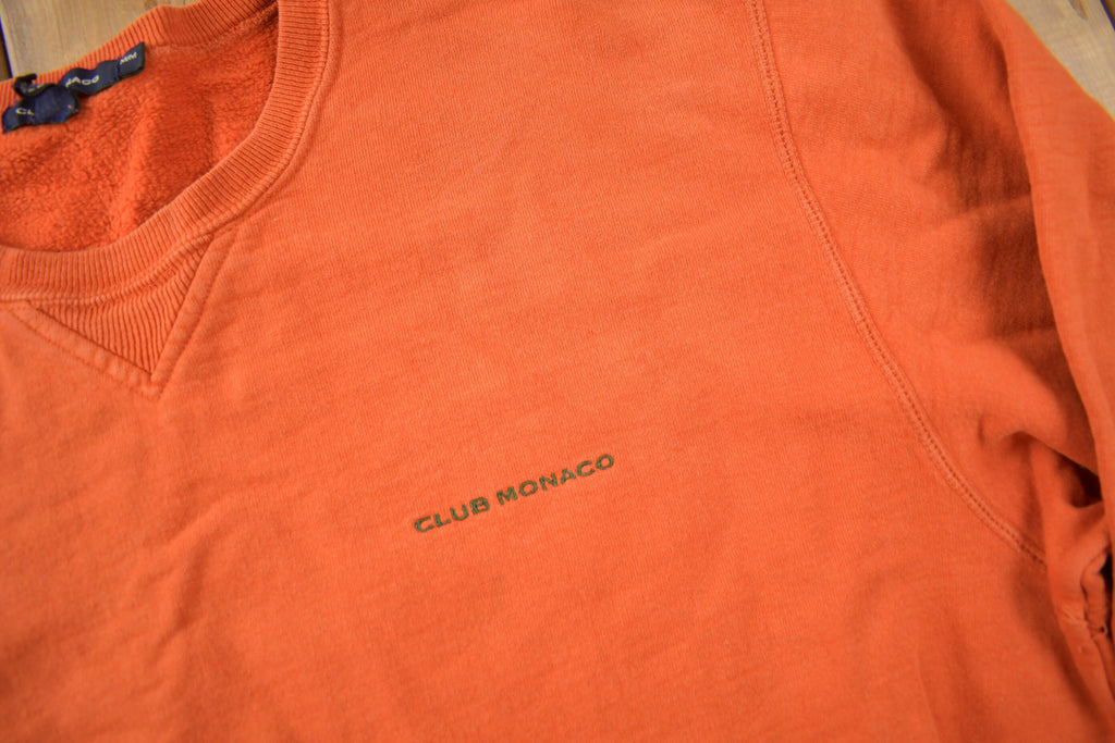 Vintage 1990s Orange Club Monaco Crewneck Sweatshirt Made In Canada