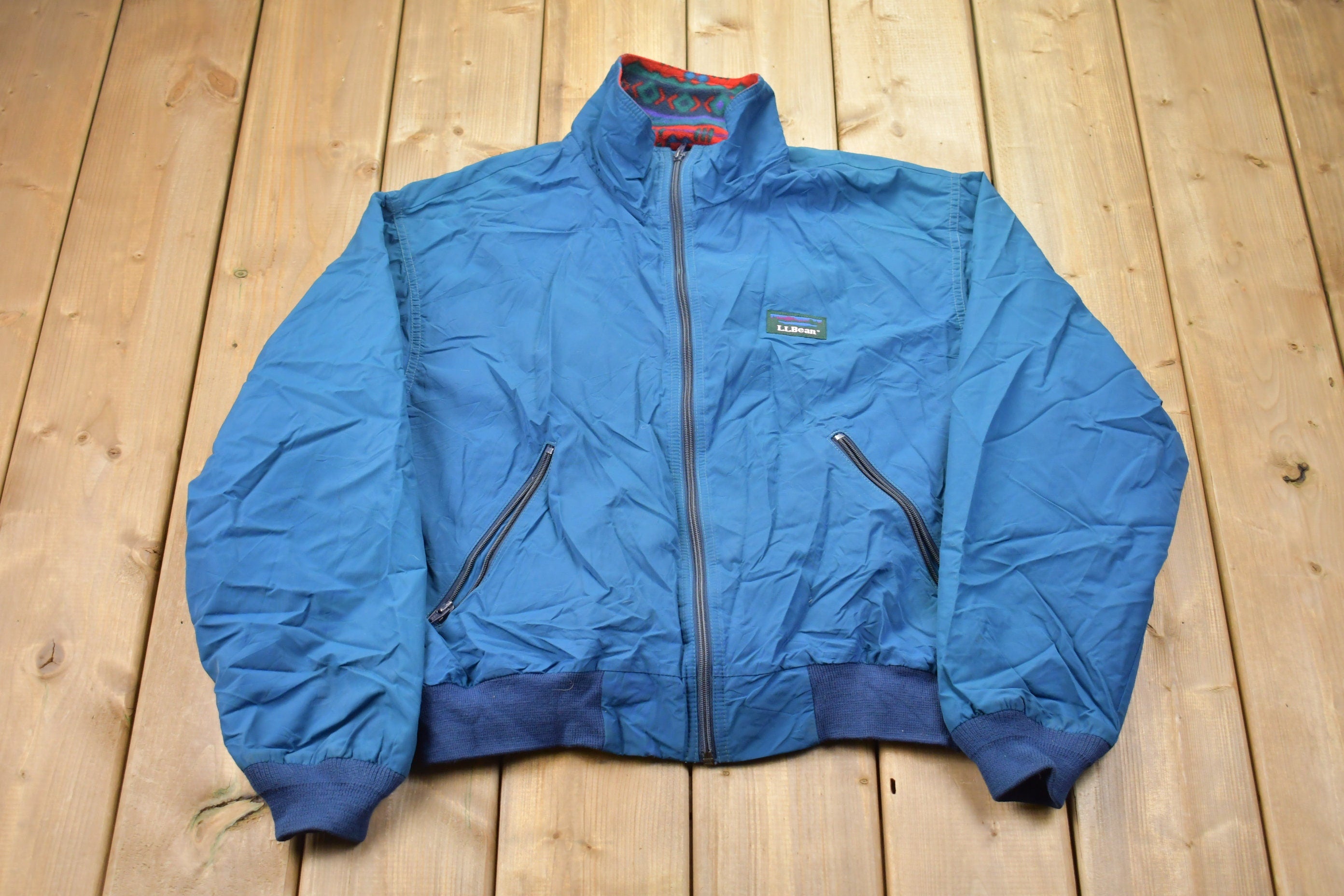 Vintage 1980s Aztec Fleece Zip Up Jacket