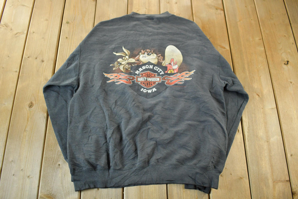 Vintage 1990s Looney Tunes Harley Davidson Crewneck Sweatshirt / Vintage Warner Brothers / Biker / Cartoon Sweater / Made In USA / Men's L