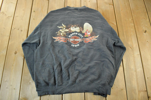 Vintage 1990s Looney Tunes Harley Davidson Crewneck Sweatshirt / Vintage Warner Brothers / Biker / Cartoon Sweater / Made In USA / Men's L