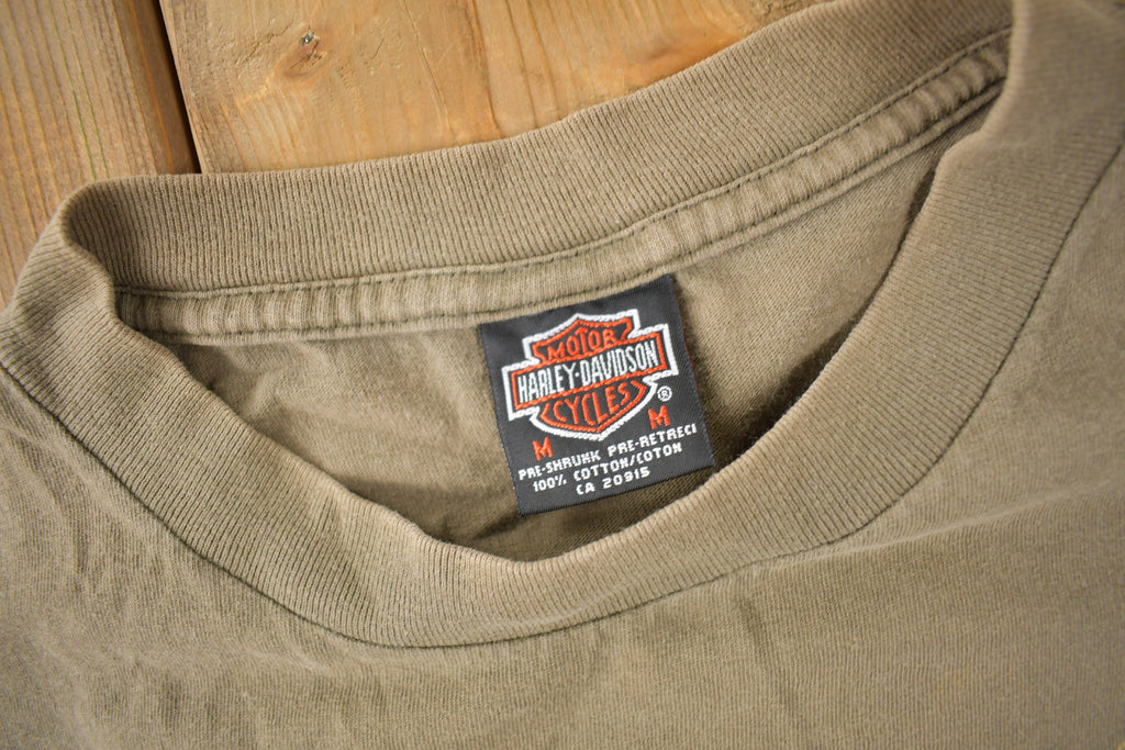 Vintage 1990s Robinson Harley Davidson Wheatley Ontario Single Stitch Graphic T-Shirt Made In Canada