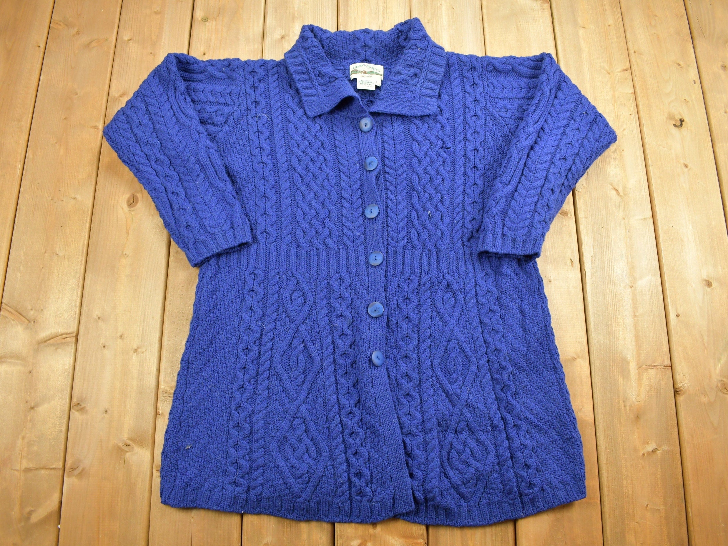 Vintage 1990s Aran Crafts 100% Merino Wool Knit Sweater