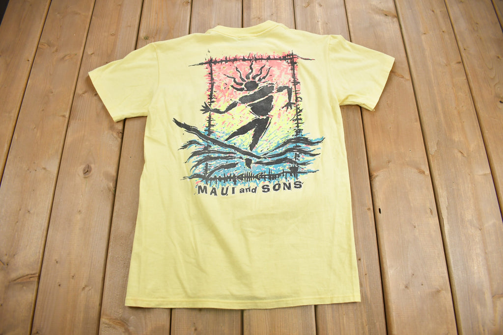 Vintage 1980s Maui And Sons Hawaii Graphic Souvenir T Shirt  Streetwear  Made In USA  Vacation Tee  Surfer T Shirt  Single Stitch