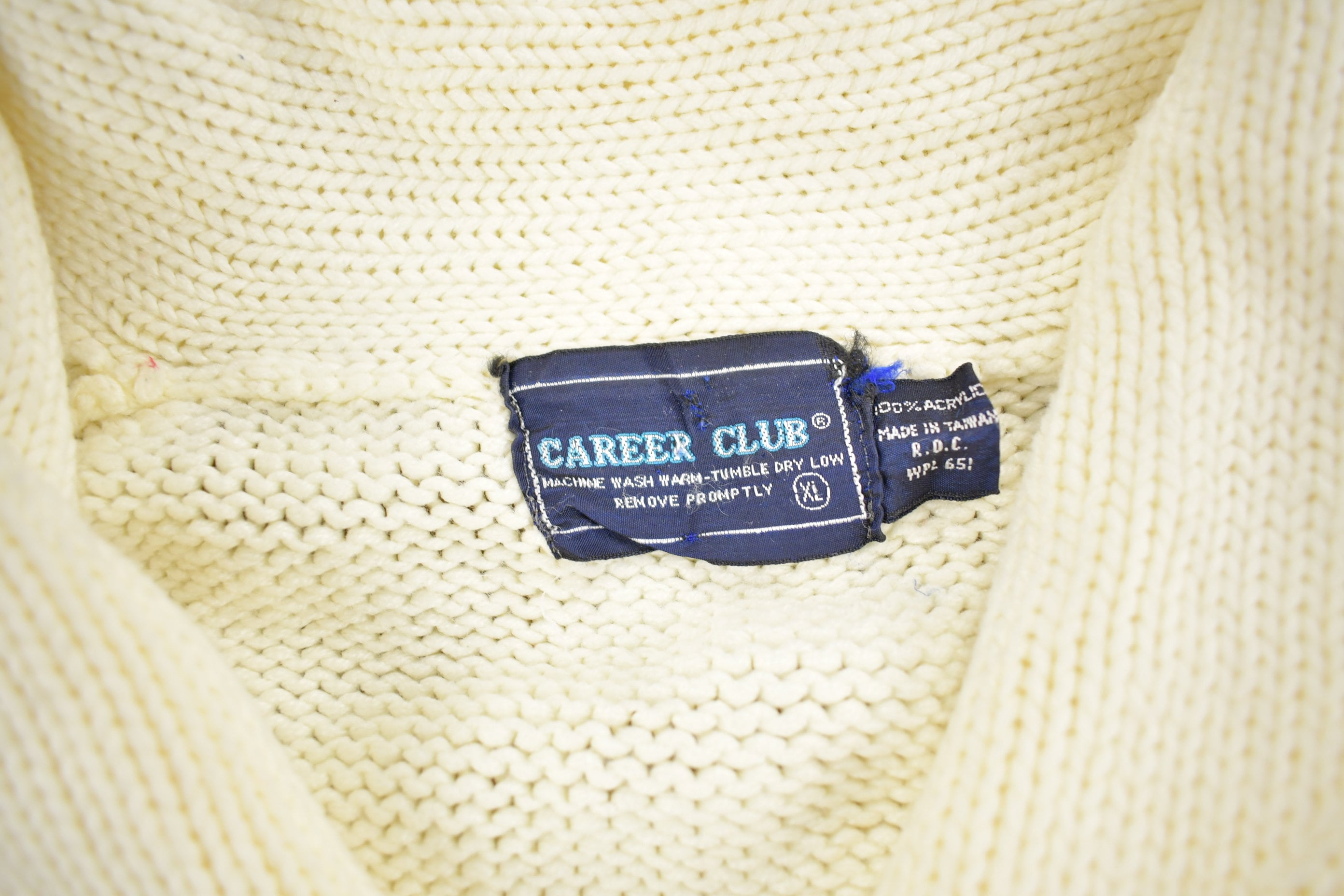 Vintage 1980s Career Club Cable Knitted Cardigan Sweater