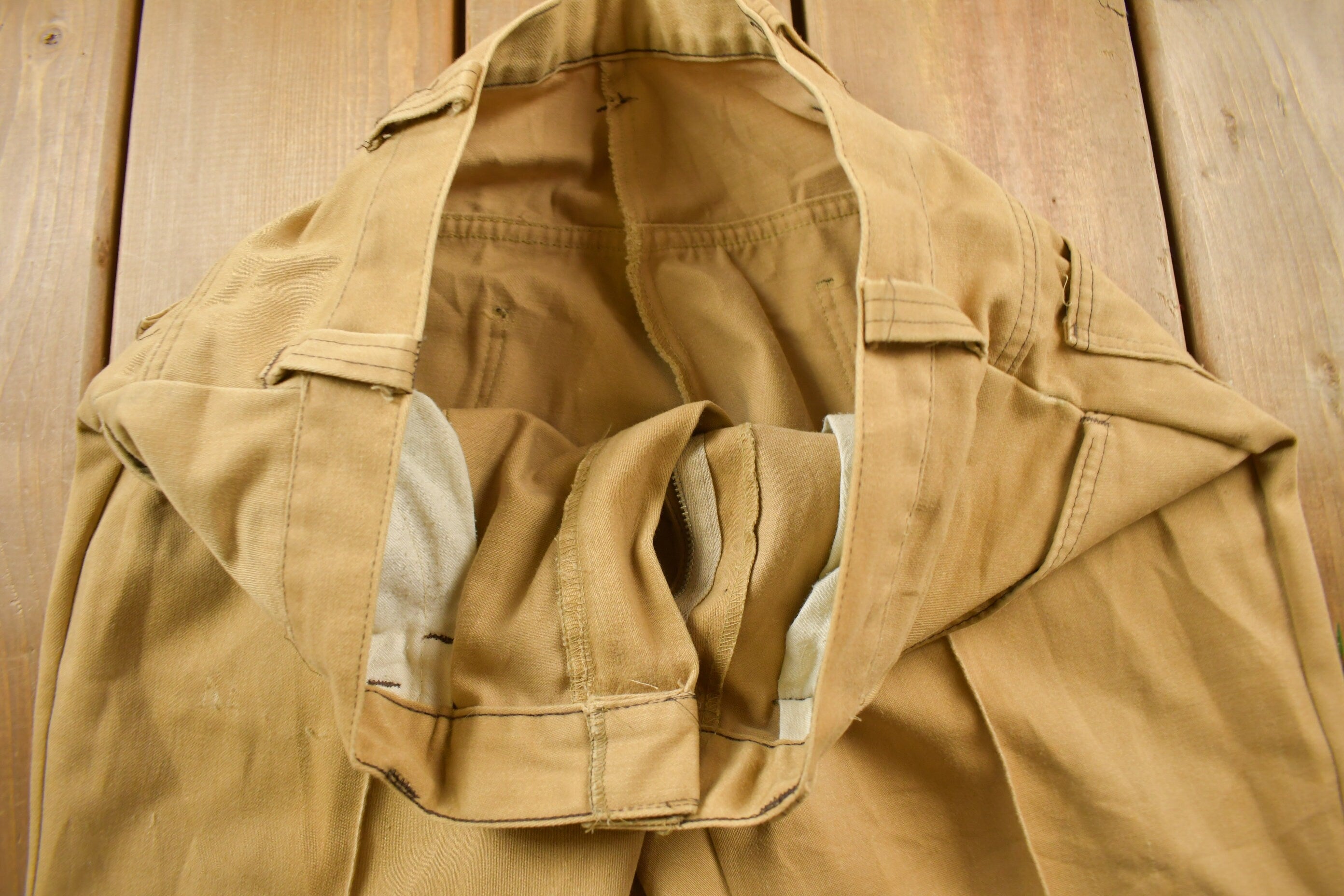 Vintage 1980s Beige Flared Trousers Size 31 x 30