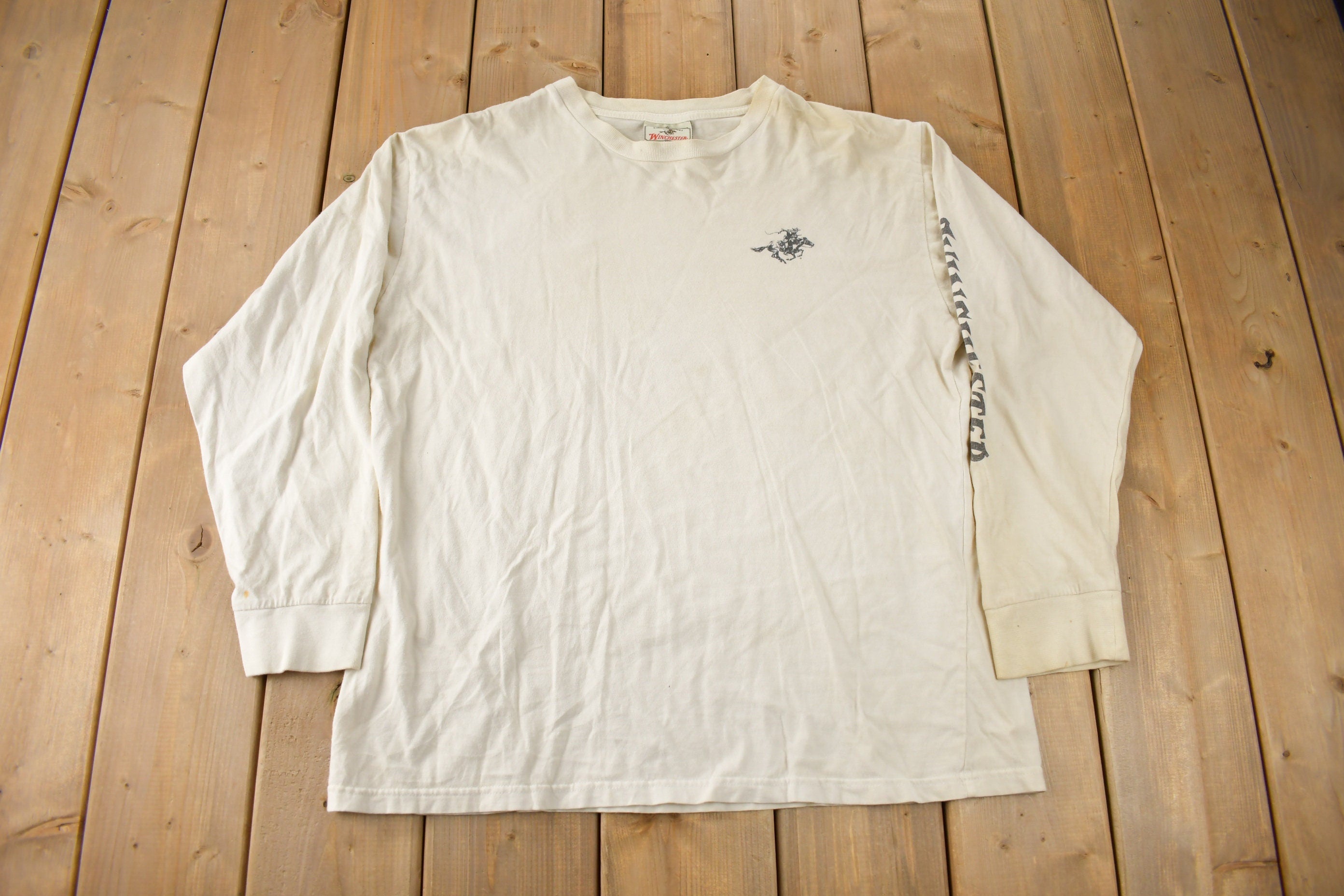 Vintage 1990s Winchester Shoot Nothing But The Brand Long Sleeve Graphic T Shirt