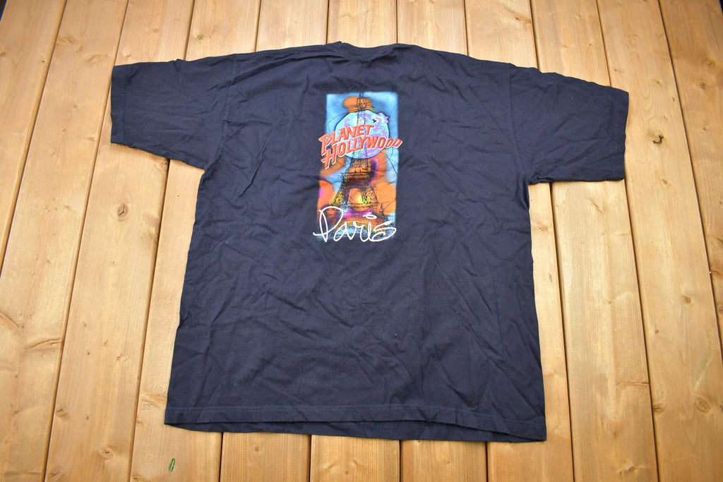 Vintage 1991 Planet Hollywood Paris Souvenir Pocket T Shirt