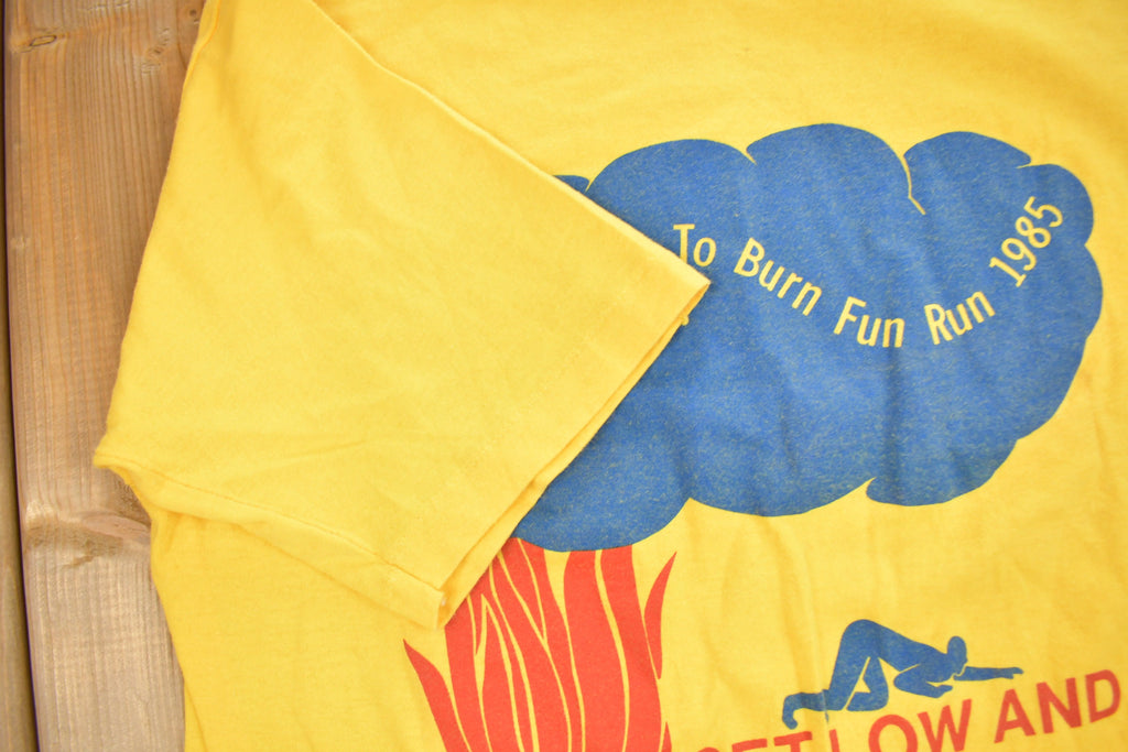 Vintage 1985 MFD Learn Not To Burn Fun Run Graphic T Shirt