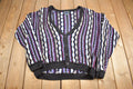 Vintage 1990s Etchings 3-D Knit Cardigan Sweater  Grandpa Sweater  Made in Canada  Vintage Streetwear  Coloured Cable Knit