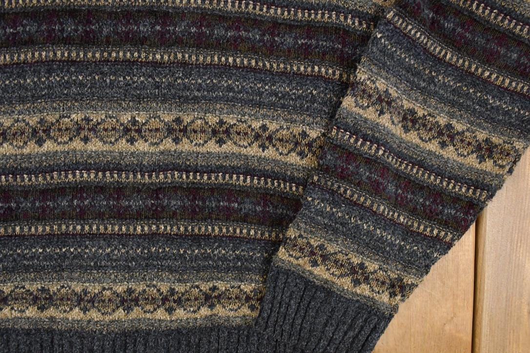 Vintage 1990s Dockers Striped Knit Crewneck Sweater Men's M