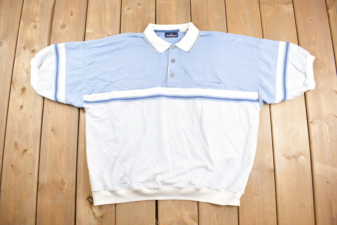 Vintage 1990s Puritan Quarter Button Collared Short Sleeve Sweatshirt