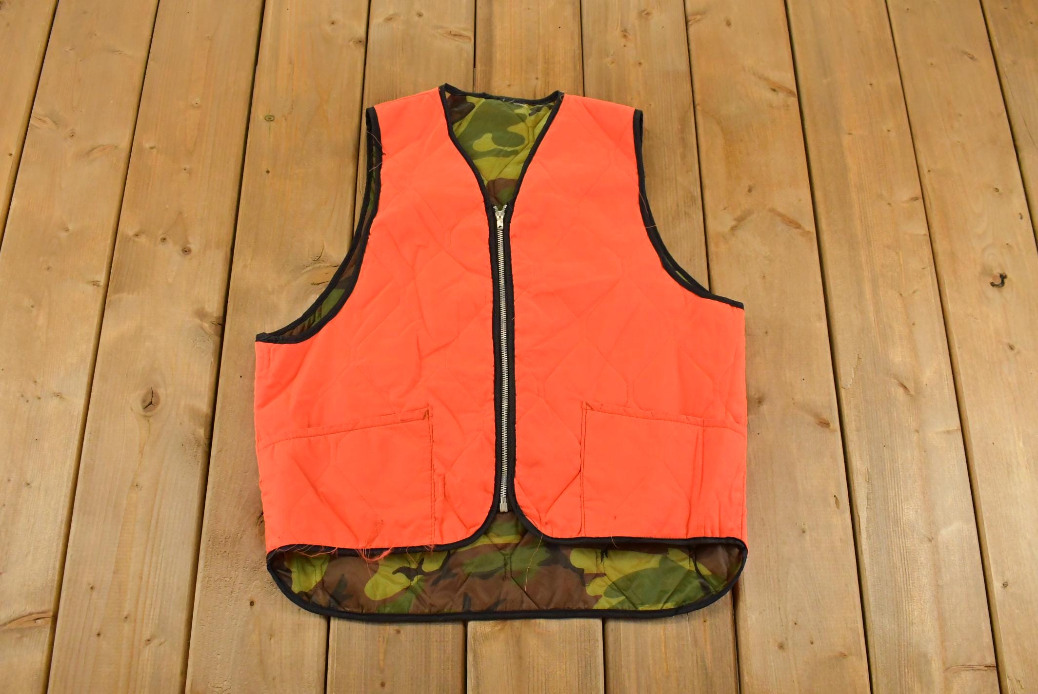 Vintage 1990s Camo Reversible Vest Hunting Jacket Men's Medium