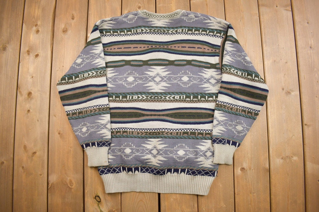 Vintage 1980s Shiquelu 3D Knitted V Neck Sweater