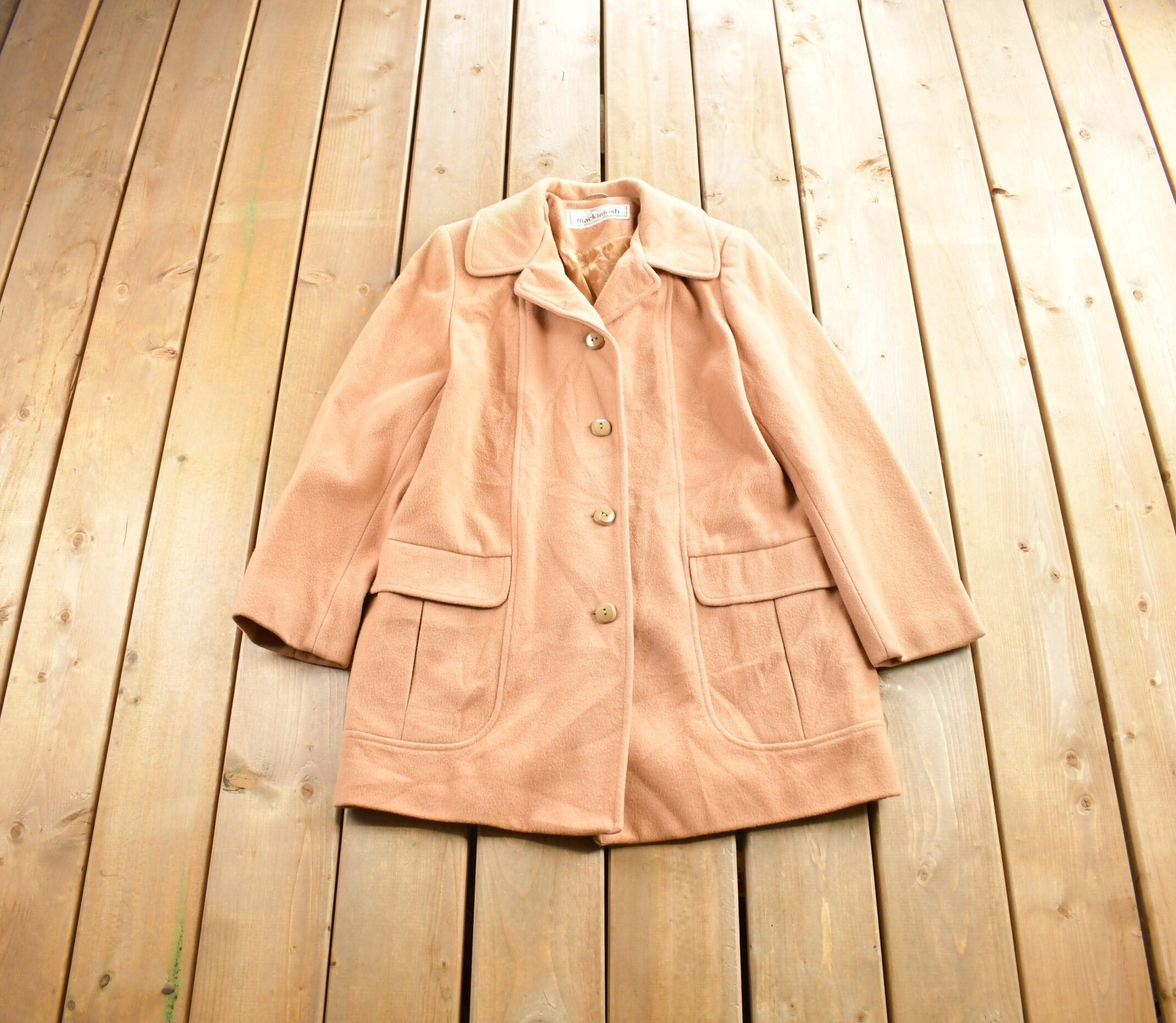 Vintage 1970s Mackintosh 100% Wool Button Up Jacket Made In USA