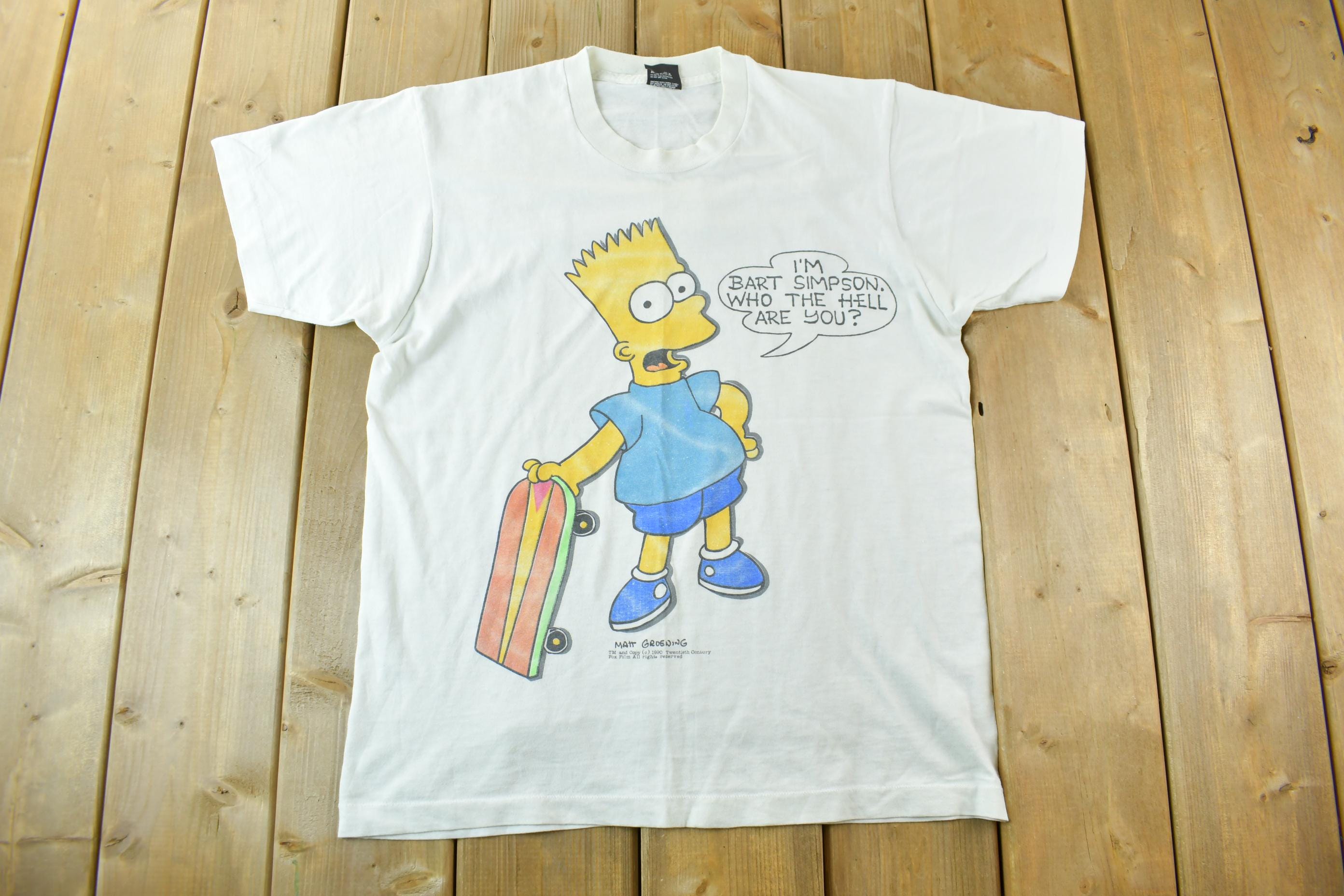 Vintage 1998 Bart Simpson Skateboard Graphic T Shirt