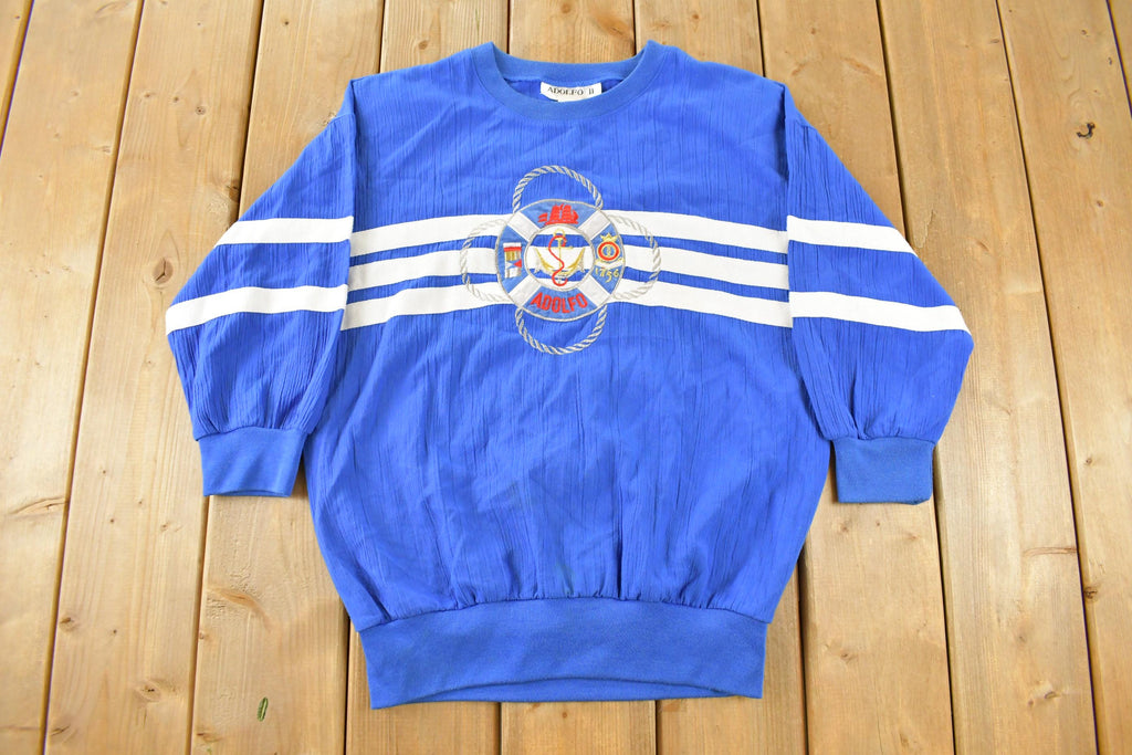 Vintage 1990s Adolfo II Sea Sailing Crewneck Sweatshirt Men's Medium