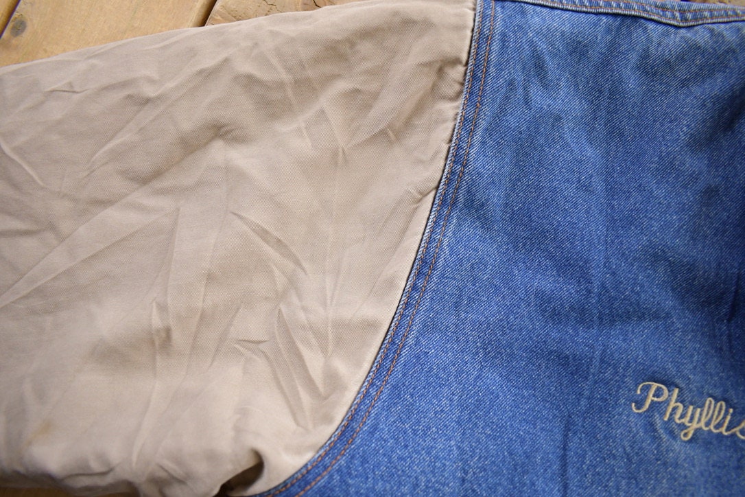 Vintage 1980s Tri Mountain Lars Trucking Embroidered Denim Letterman Size L