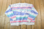 Vintage 1990s Northern Reflections Knit AOP Boating Abstract Pattern Crewneck Sweater