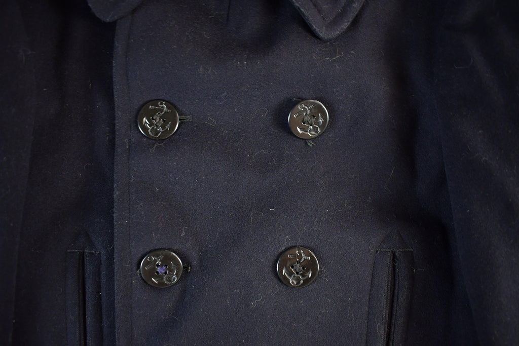 Vintage 1940s WW2-Cold War Era Naval Wool Coat Men's Small /