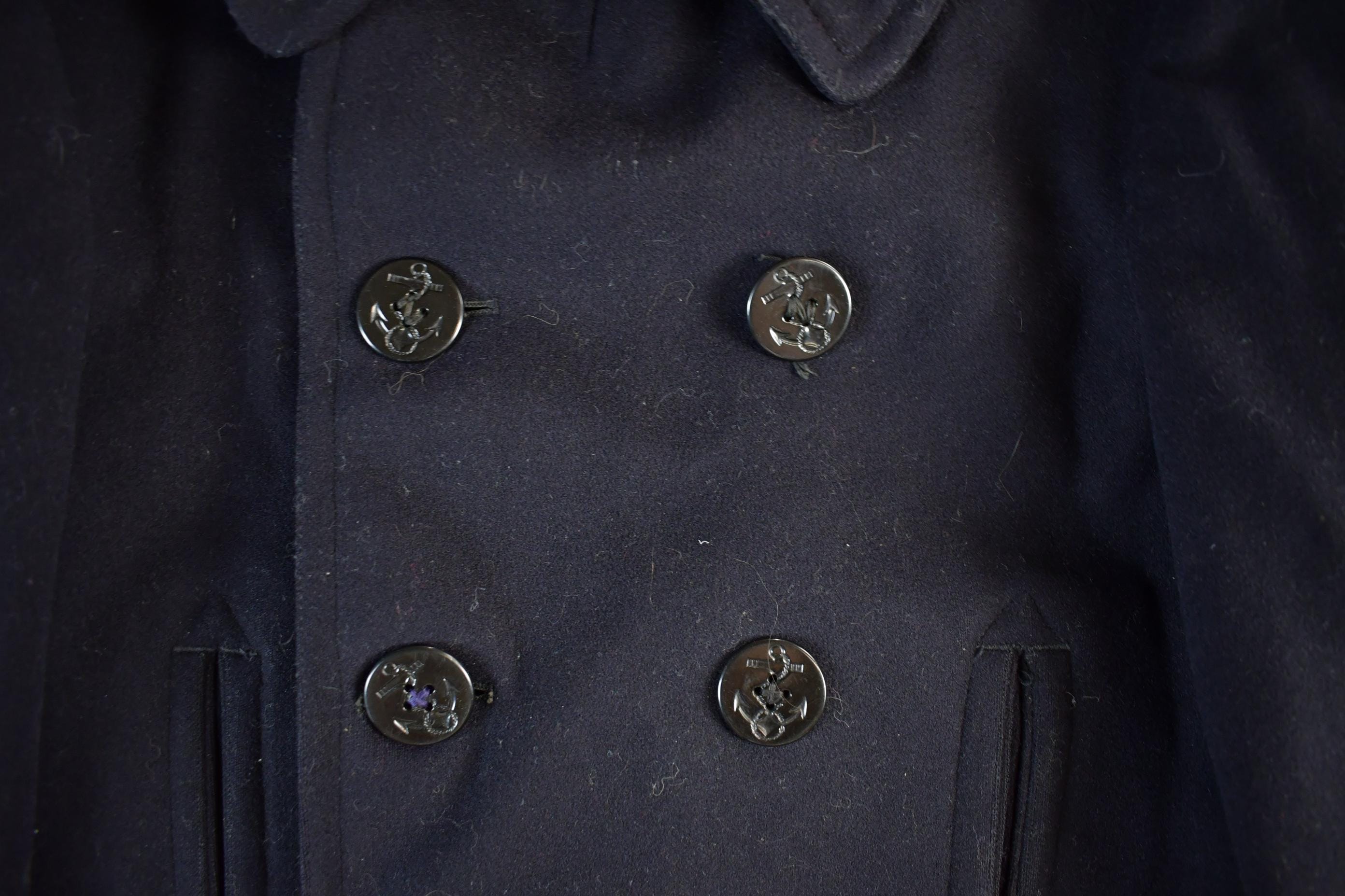 Vintage 1940s WW2-Cold War Era Naval Wool Coat Men's Small /